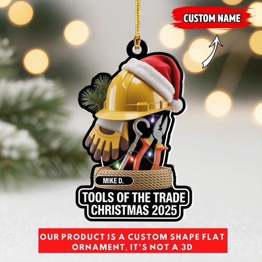 Discover Tools of the Trade Ornament, Custom Name Electrician Christmas Gift, Personalized Holiday Keepsake, Xmas Tree Decoration 2025