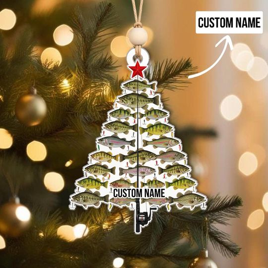 Personalized Fish Christmas Tree Ornament, Custom Name Fishing Decor, Unique Fisherman Gift, Holiday Keepsake, Xmas Decor