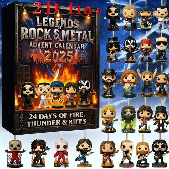 Discover Rock and Metal Advent Calendar 2D Flat Acrylic Iconic Music Character Collection Is Suitable for Rock and Metal Fans' Gifts