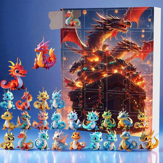Discover Christmas Advent Calendar 24 Days Countdown Cute Dragon Baby Blind Box DIY Christmas Decoration Pendant Surprise Blind Box Gift