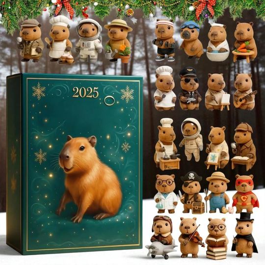 Discover Capybara Advent Calendar Count Down to 2025 Christmas Calendar Capybara Tree Pendant 24 Days Acrylic Ornament Party Favor