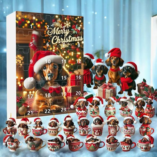 Discover 2025 Dachshunds 24 Days Christmas Countdown Calendar Dachshunds Figure Ornaments Xmas Advent Calendar Xmas Gifts for Dog Lover