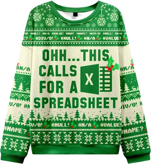 Ugly Christmas Sweatershirts Excel Christmas Sweatshirts For Women,Men