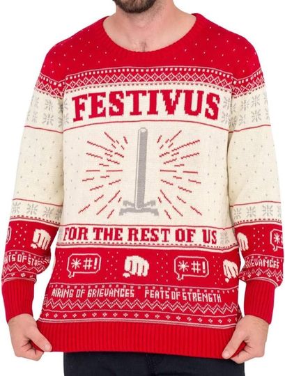 Discover RIPP JUNC Seinfeld Festivus for The Rest of Us Pole Cream Ugly Christmas Sweater
