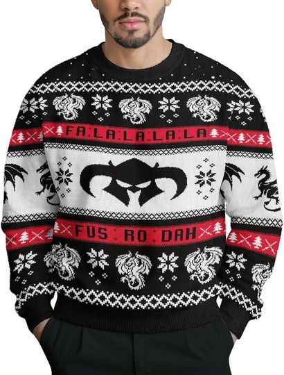 34HD Ugly Xmas Sweater–Funny Knit Christmas Sweater for Women & Men 2025, Long Sleeve Crewneck Holiday Pullover, Unisex Gift