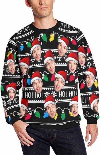 Discover Artsadd Personalized Sweatshirts for Men Custom Men's Ugly Christmas Sweaters with Face S-5XL