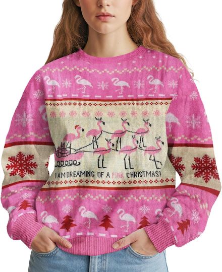 34HD Ugly Xmas Sweater–Funny Knit Christmas Sweater for Women & Men 2025, Long Sleeve Crewneck Holiday Pullover, Unisex Gift