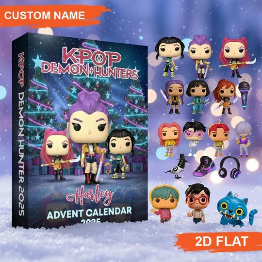 Kpop Demon Hunter Advent Calendar 2025 Acrylic Ornament Set Custom Name 2D Flat Anime Character Collection Holiday Gift