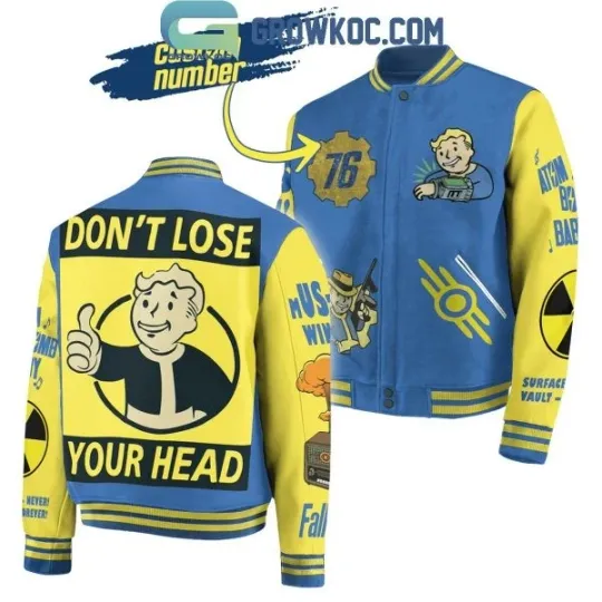 Discover Falllout Vaultboy Don’t Lose Your Head Baseball Jacket