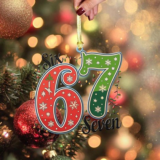 Discover 67 Trend Funny Christmas Ornament, Viral TikTok Xmas Decoration, funny character Meme Ornament Gift, Six Seven Ornament, 6 7 Meme Gift