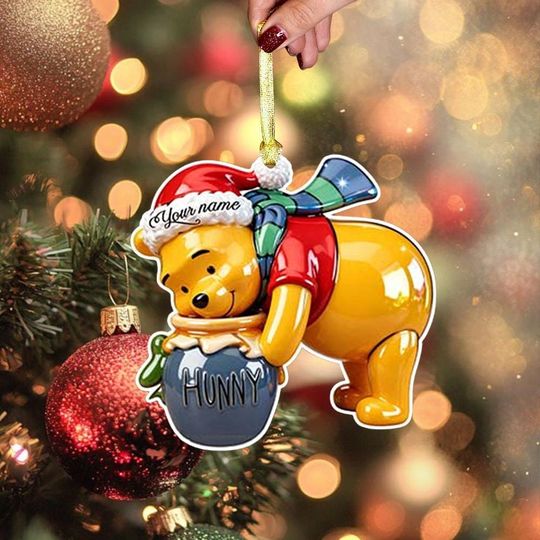 Discover Winnie The Pooh With Honey Pot Ornament, Cute Christmas Tree Decoration, Disney Holiday Gift for Kids and Fans, Disney Bear Gift for Kids