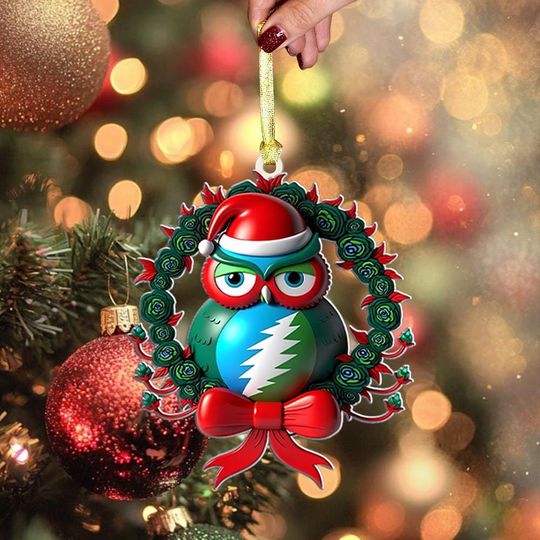 Grateful Dead Christmas Cards Ornament, Dancing Bear Holiday Decor, Rock Band Xmas Tree Gift, Retro Music Lover Decoration