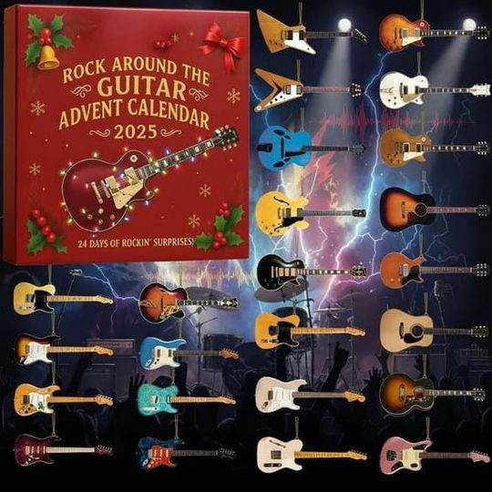 Discover Guitar Advent Calendar 2025, 24 Mini Instrument Ornaments Box, Music Lover's Rock and Roll Christmas Countdown Gift