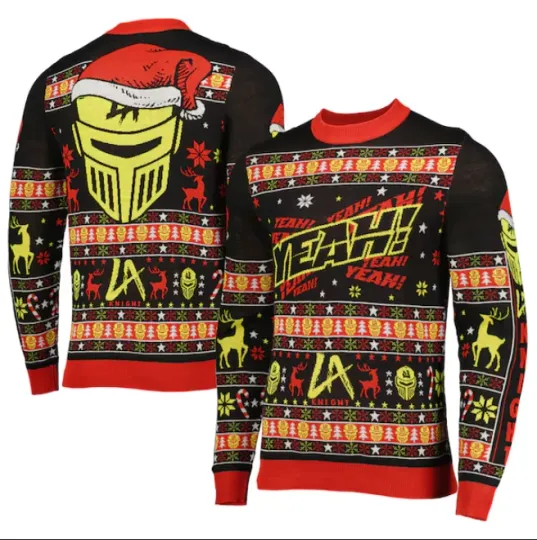 Discover Wrestling Entertainment LA Knight YEAH Ugly Christmas Sweater Men’s Holiday Pullover Funny Gift