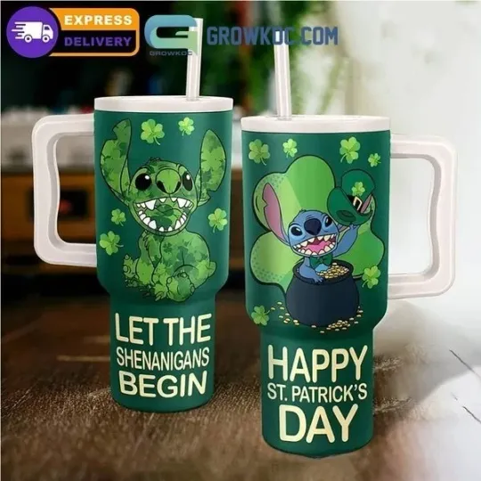 Discover Stitch Let The Shenanigans Begin Happy St. Patrick’s Day 40oz Tumbler