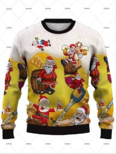 Discover Fun Santa With Reindeer Beer Ugly Christmas Sweater