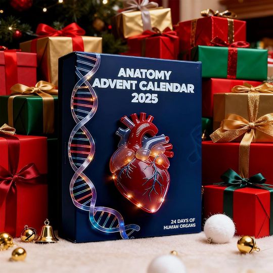 Discover 2025 Anatomy Advent Calendar, Medical Student Christmas Countdown Box, 24 Day Human Body Ornaments, Funny Science Gift for Doctors & Nurses