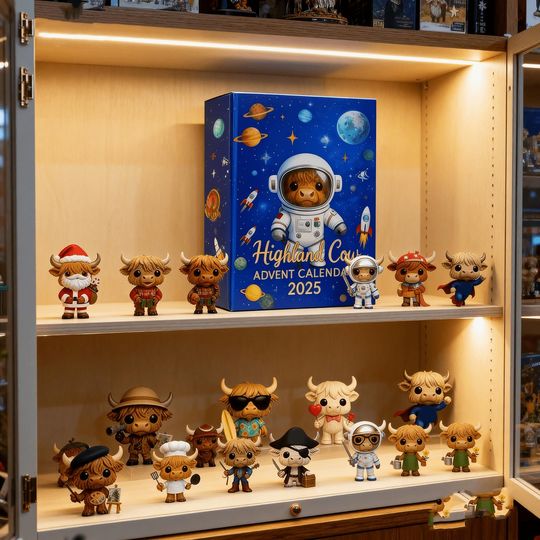 Discover Highland Cow Advent Calendar 2025, Cute Space Cow Christmas Gift, Astronaut Highland Cow Toy Set, Xmas Countdown Calendar, Christmas Gift