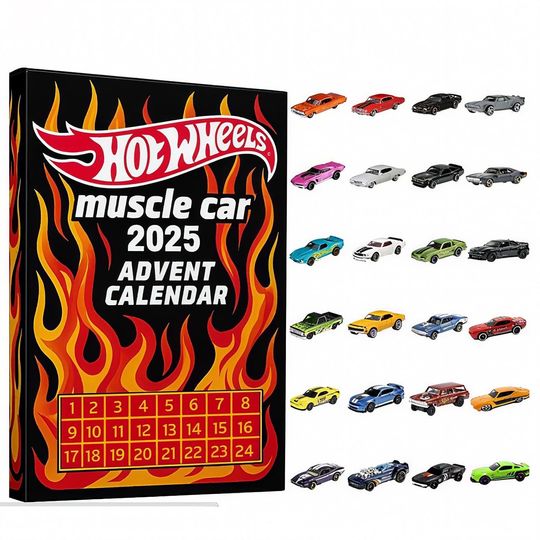 Discover Hot Rod Advent Calendar 2025, 24 Days of Classic Muscle Car Acrylic Ornaments, Christmas Gift, Gift For Kids, Trendy Gift