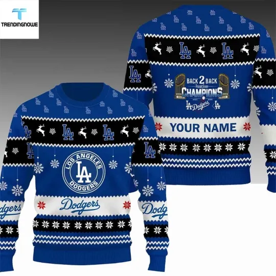 Dodgers Back To Back World Series 2025 Champions Christmas Ugly Sweater
