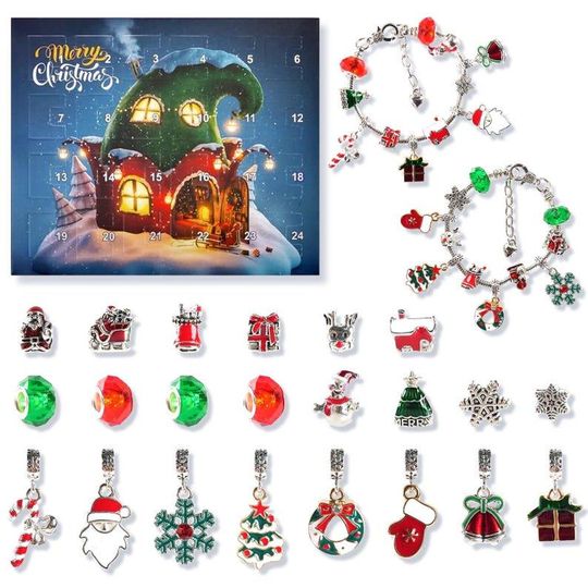 Discover 2025 Bracelets Advent Calendar, 24 Days of Stunning Charm Bracelets for Christmas Countdown, Christmas Gift
