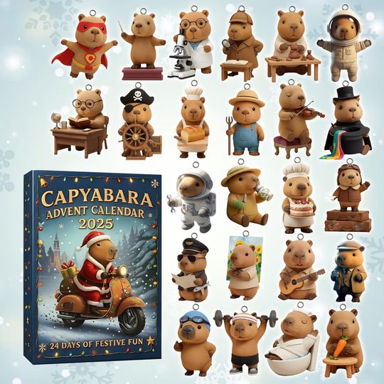 Discover Capybara Advent Calendar 2025: 24 Acrylic Christmas Ornaments - Unique Christmas gifts
