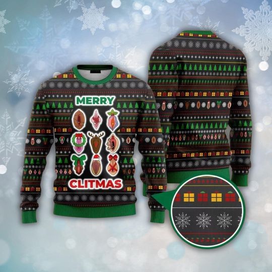 Discover Merry Clitmas Ugly Christmas Sweater, Naughty Adult Holiday Jumper, Funny NSFW Gag Gift, Sexy Christmas Party Unisex Pullover for Couples