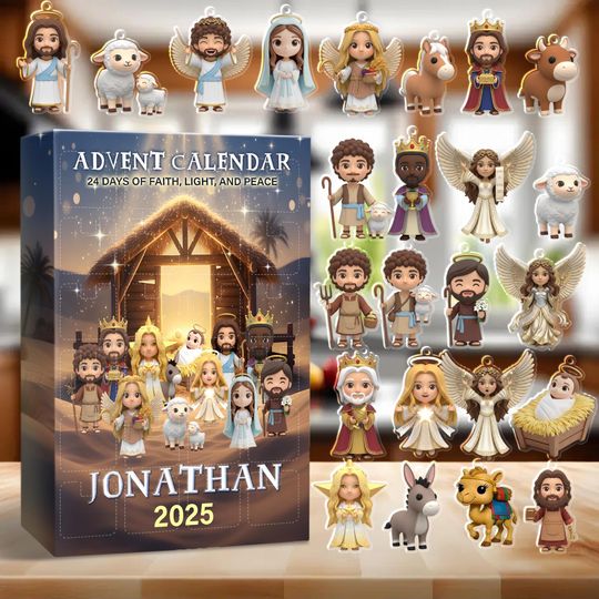 Discover Personalized Nativity Advent Calendar 2025, 24 Days Christmas Countdown