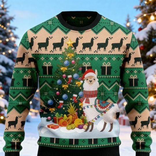 Discover Fa La La Llama Ugly Christmas Sweater, Funny Llama Xmas Jumper, Holiday Knit Pullover, Novelty Christmas Gift for Men & Women