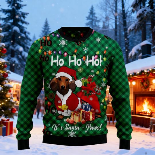 Dachshund Dog Ugly Christmas Knit Sweater, Sausage Dog Holiday Sweater Men Women, Through The Snow Christmas Shirt, Xmas Party Gifts