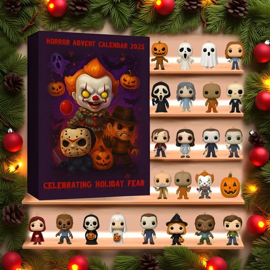 Horror Movie Monster Advent Calendar, Spooky Clowns Countdown Box, Slasher Film Holiday Gift, Halloween Decor, Scary Box