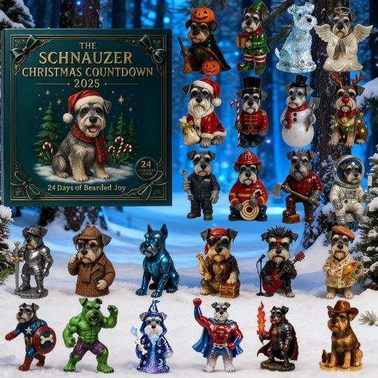 Discover Schnauzer Dog Advent Calendar 2025, Mini Bearded Companion Figures, Christmas Countdown Gift, 24 Days of Joy