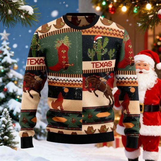 Discover Texas Ugly Christmas Sweater, Funny Cowboys Sweater, Western Sweater Christmas Gift Sweater, Funny Christmas Sweater Christmas Gift Idea