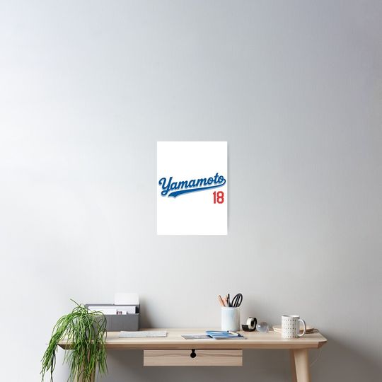 Discover Vintage Style Yoshinobu Yamamoto No.18 Dodger Baseball  Poster
