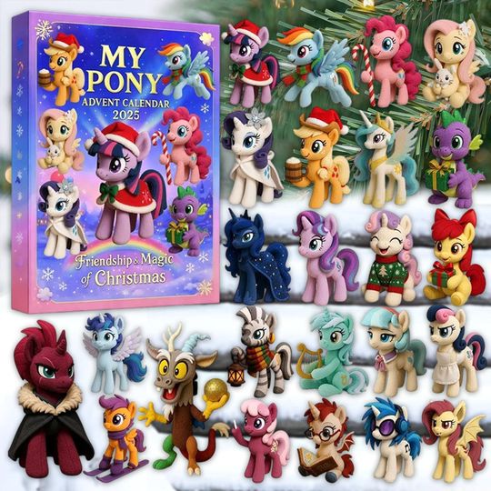 Rainbow Unicorn Pony Advent Calendar 2025, Cute Cartoon Friend Figures, Magical Christmas Countdown Gift, 24 Day Box