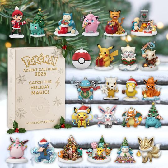 Discover Pocket Monster Advent Calendar 2025, Game Creature Figures, Collectible Video Game Countdown Gift, 24 Day Holiday Set