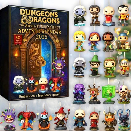 Discover 24 Day Tabletop Figure Calendar, Fantasy Character Ornaments, Dice Game Lover Gift, Christmas Quest Set, Collector Miniatures