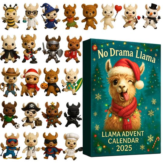 Discover Llama Advent Calendar 2025, 24 Day llama Figurines : Vintage Christmas Ornament Countdown