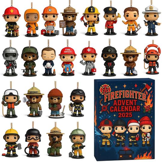 Discover Firefighter Advent Calendar 2025, 24 Day Firefighter Figurines : Vintage Christmas Ornament Countdown