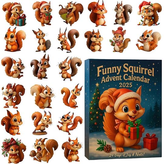 Discover Squirrel Advent Calendar 2025, 24 Day Squirrel Figurines : Vintage Christmas Ornament Countdown