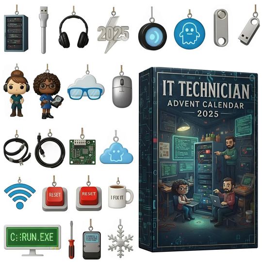 Discover IT Technicican Advent Calendar 2025, 24 Day IT Technicican Figurines : Vintage Christmas Ornament Countdown