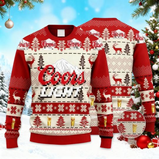 Discover Cold Activated Gift for Beer Dad, Rocky Mountain Light Beer Ugly Sweater, Funny Christmas Jumper, Holiday Party Sweatshirt, Bar Gear