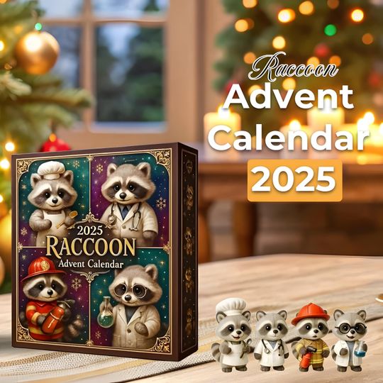 Discover Raccoon Advent Calendar 2025: 24 Days of Cute Animal Ornament, Personalized Christmas Gift for Kids & Raccoon Lovers