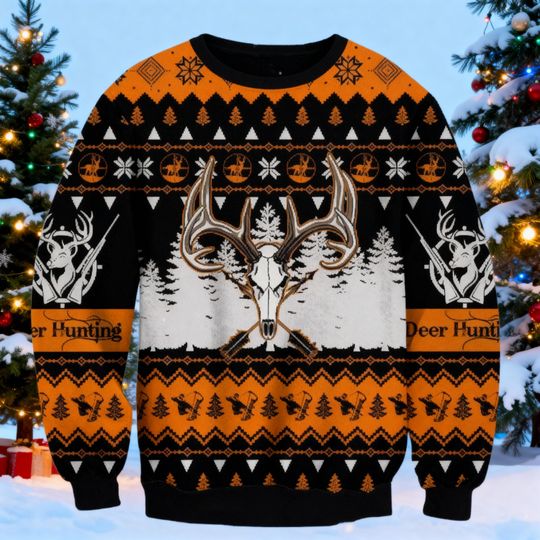 Discover Merry Huntmas Christmas Sweater for Men Women, Deer Hunting Ugly Xmas Pullover, Hunter Holiday Sweatshirt Gift for Outdoorsmen