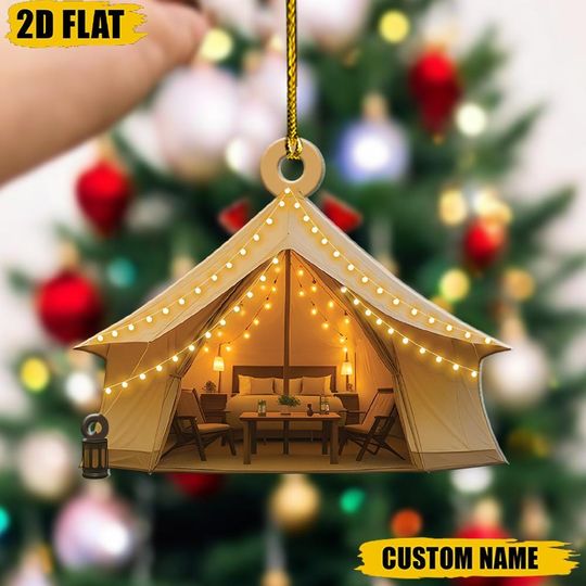 Discover Personalized Glamping Tent Ornament, Couple Christmas Gift, Anniversary Keepsake, Outdoors Decor, Christmas Tree Hanging