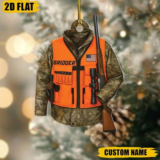 Discover Personalized Hunting Vest Ornament, Hunter Christmas Gift, Deer Hunter Xmas Keepsake, Hunting Dad Tree Decor