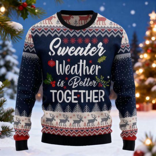 Discover Sweater Weather Is Better Together Sweater, Family Matching Outfit, Friends Party, , Best Funny Christmas Gift for Men Women