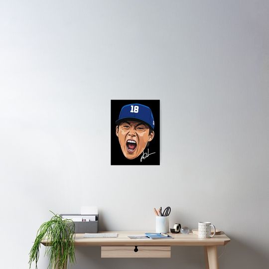 Discover LA Baseball Yoshinobu Yamamoto #18 Signature Poster