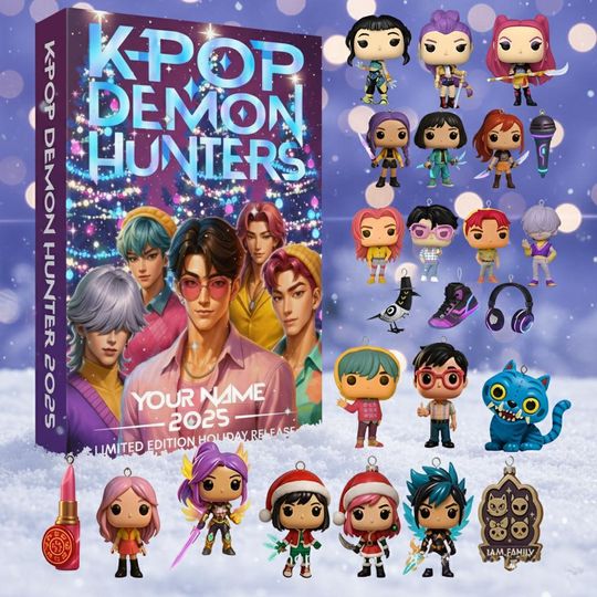 Kpop Demon Hunter Saja Boys Acrylic Advent Calendar 2025, Flat Anime Character Ornament Set