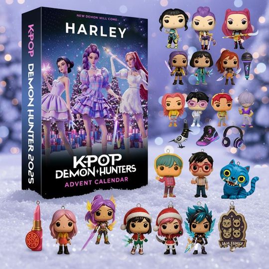 Discover Personalized Kpop Demon Hunter Acrylic Advent Calendar 2025 - Holiday Gift, Anime Character Decor